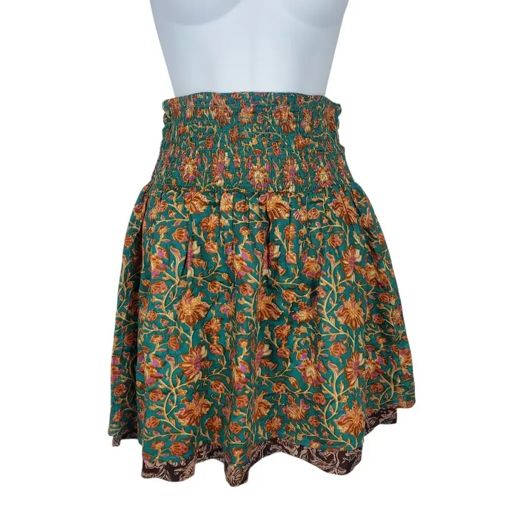 NEW Natural Life Convertible Reversible Skirt Crop Top XS Cotton Smocked Mini